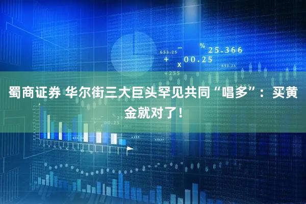 蜀商证券 华尔街三大巨头罕见共同“唱多”：买黄金就对了！