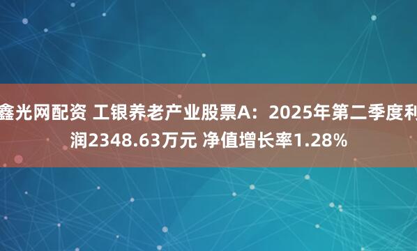 鑫光网配资 工银养老产业股票A：2025年第二季度利润2348.63万元 净值增长率1.28%