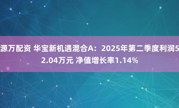源万配资 华宝新机遇混合A：2025年第二季度利润52.04万元 净值增长率1.14%
