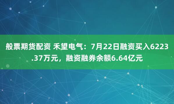 般票期货配资 禾望电气：7月22日融资买入6223.37万元，融资融券余额6.64亿元